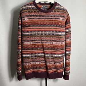Barbour Men's Multicolor Patterned Crewneck Sweater  💯 % wool Small